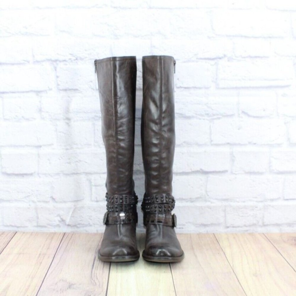 Bronx Brown Distressed Leather Side Zipper Riding Boots Size Eu 39 US 7 - Picture 4 of 10